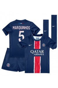 Paris Saint-Germain Marquinhos #5 Babyklær Hjemme Fotballdrakt til barn 2024-25 Korte ermer (+ Korte bukser)